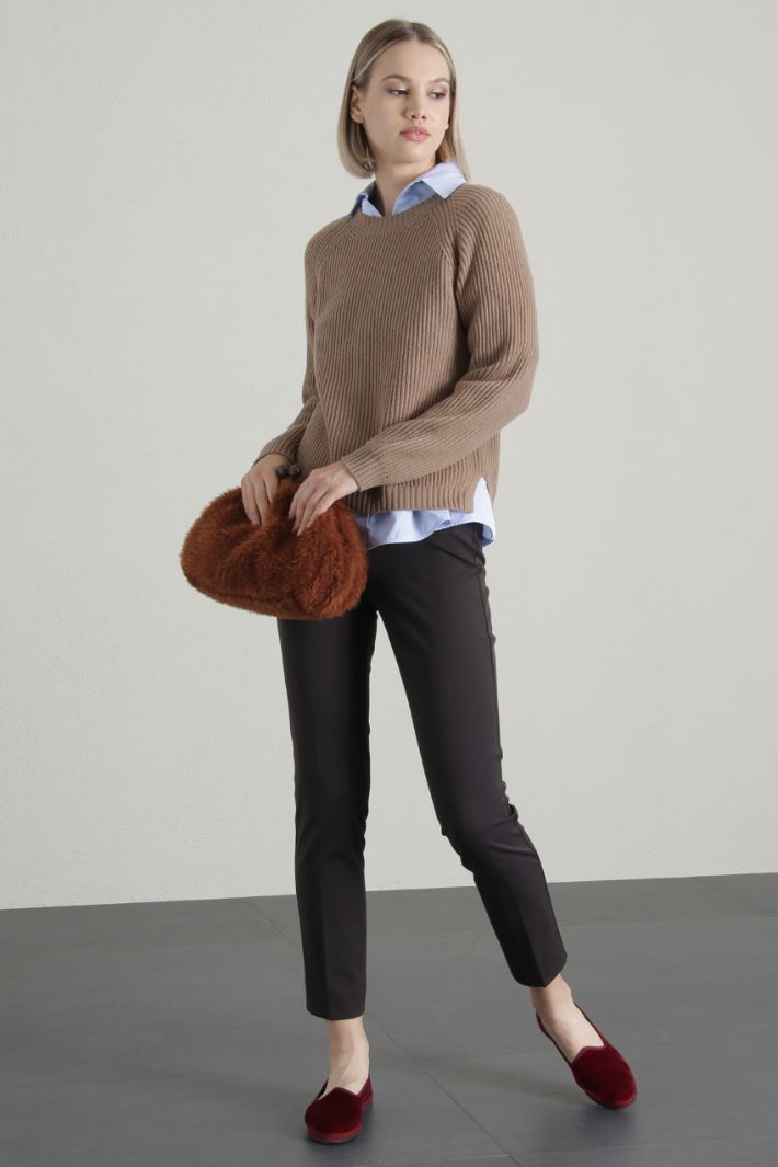 Wool yarn sweater, camel Intrend