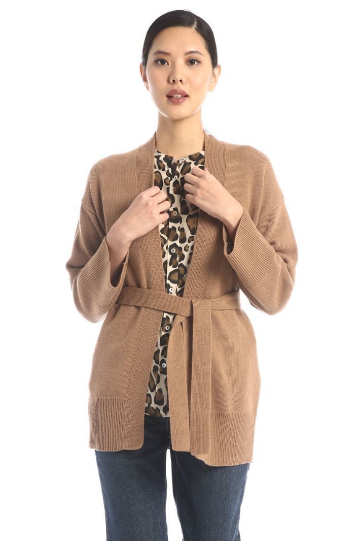 Wool and viscose blend cardigan, camel Intrend