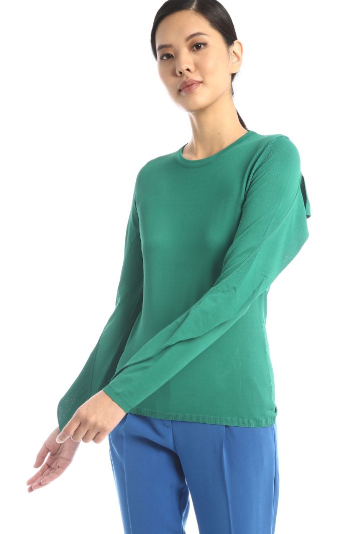 Flounced viscose yarn sweater Intrend