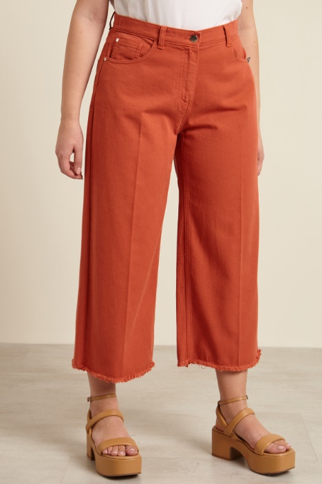 Pantaloni cropped in bull di cotone Intrend - 2