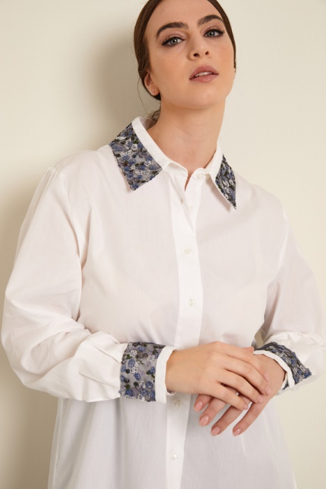 Camicia in cotone e tulle ricamato Intrend