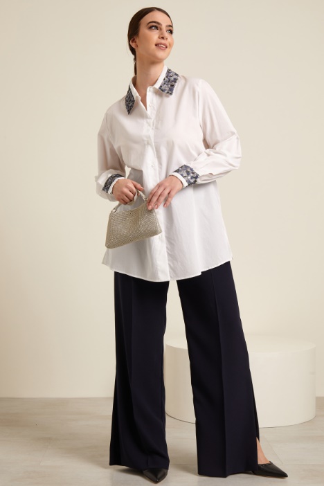 Camicia in cotone e tulle ricamato Intrend