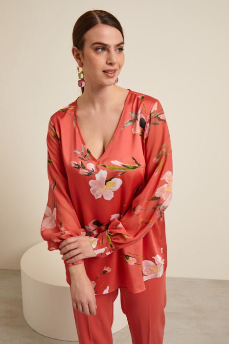 Blusa in twill e georgette Intrend
