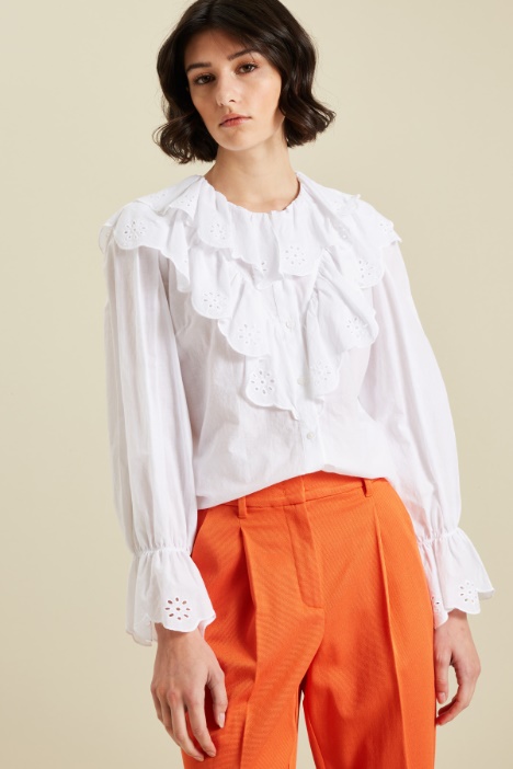 Camisa de algodón con volantes Intrend