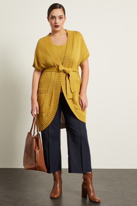 Cardigan in cotone con cintura Intrend - 3