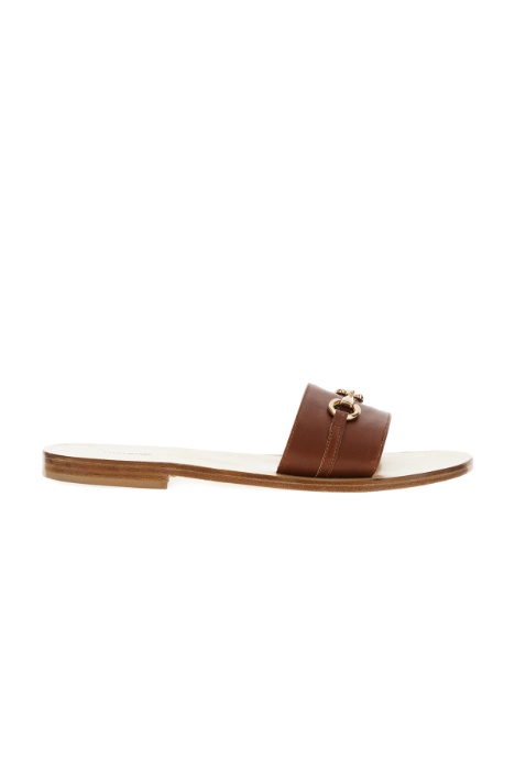 Leather slippers with clamp Intrend