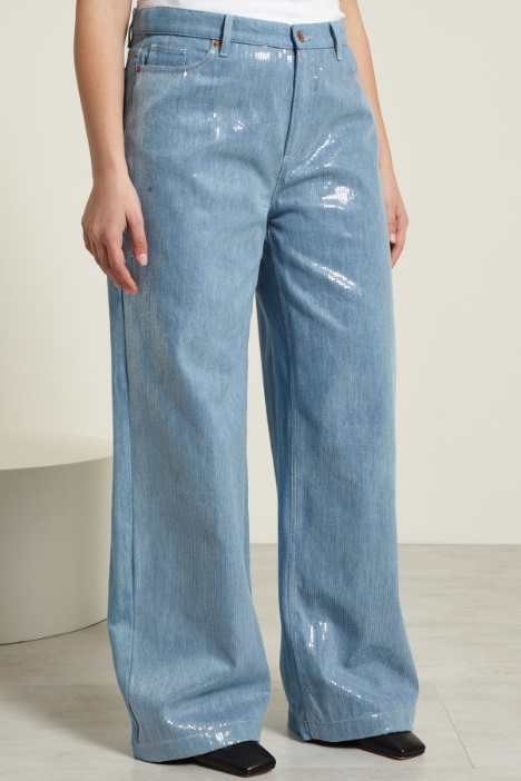 Jeans a palazzo con paillettes Intrend - 3