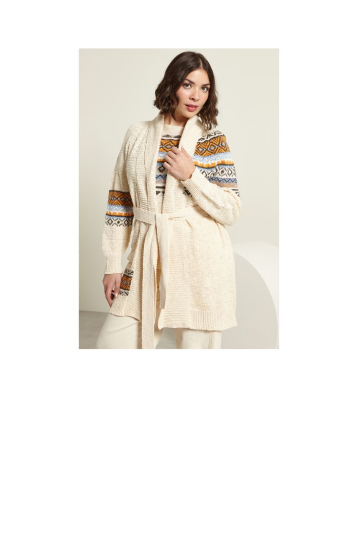 Cardigan lungo con cintura
