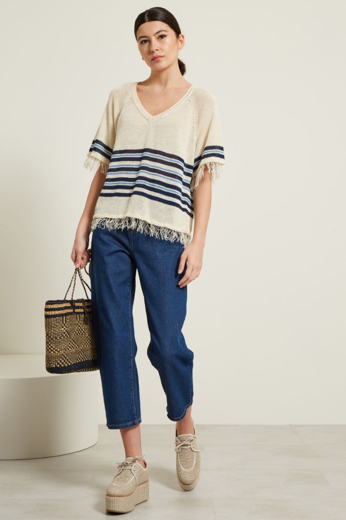 Maglia sfrangiata in lino