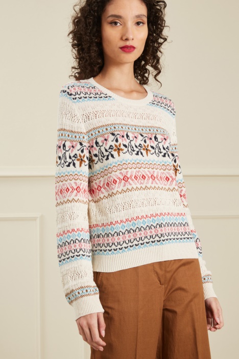 Jacquard-knit cotton sweater Intrend