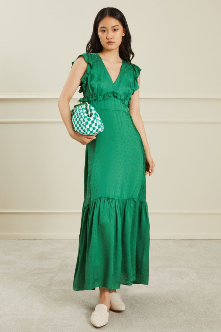Viscose jacquard dress, emerald green Intrend