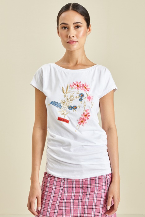Embroidered cotton T-shirt Intrend