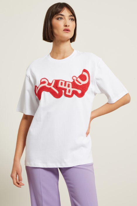T-shirt con motivo a uncinetto Intrend