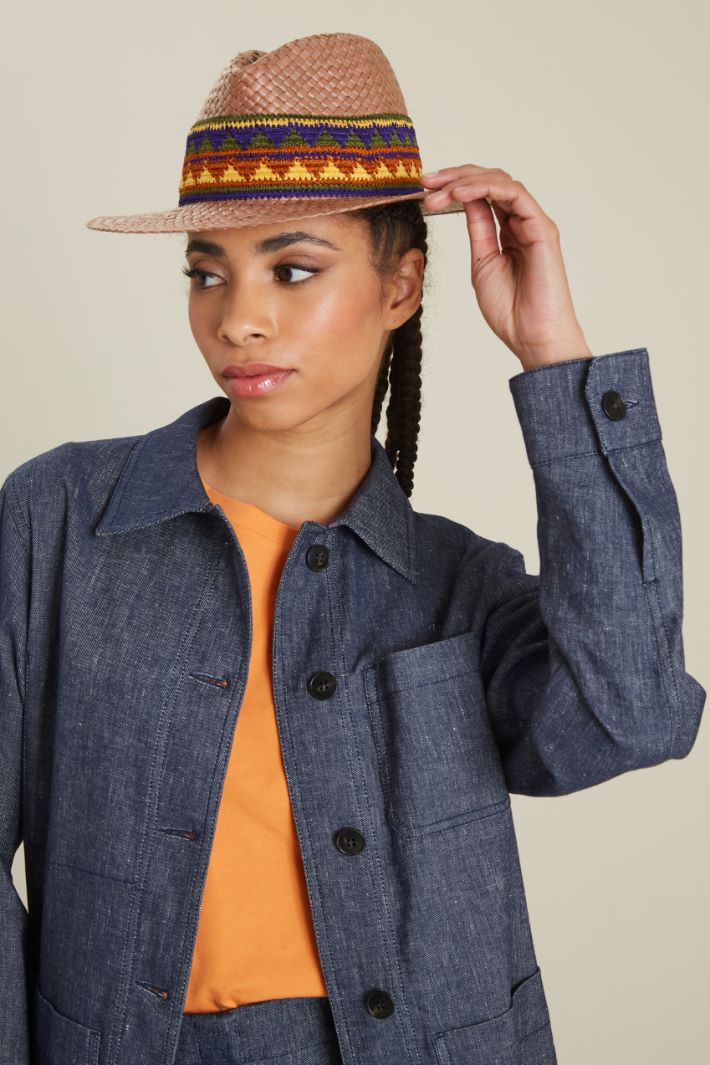 Straw hat with ribbon Intrend