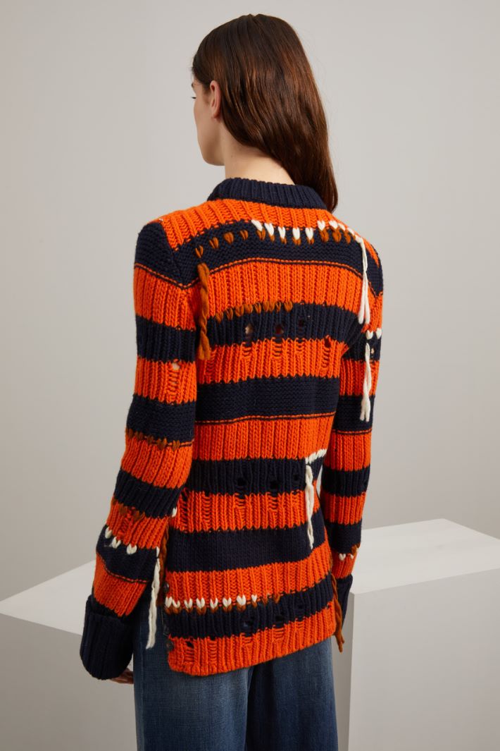 Yarn dyed sweater, orange blue brown Intrend