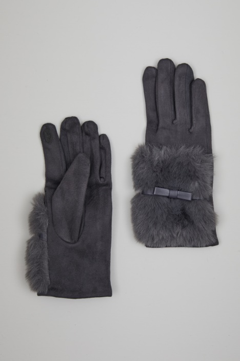 Fur-trimmed gloves Intrend