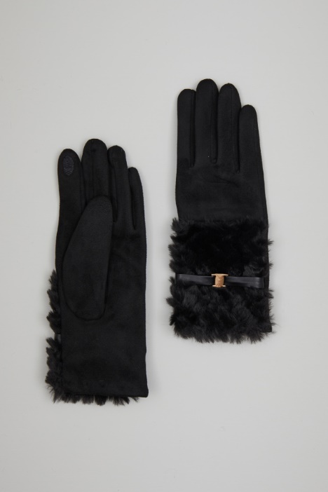 Fur-trimmed gloves Intrend