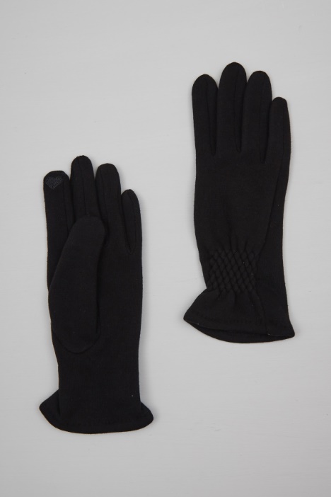 Jersey gloves with gathered-detail Intrend