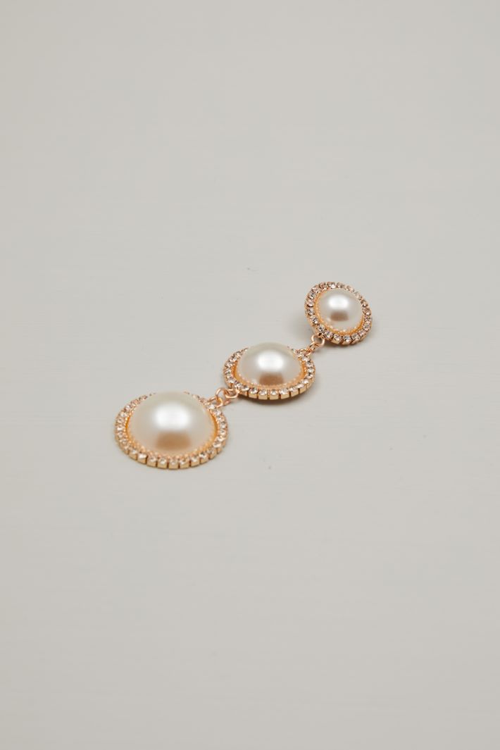 Pendant earrings with pearls and rhinestones Intrend - 2