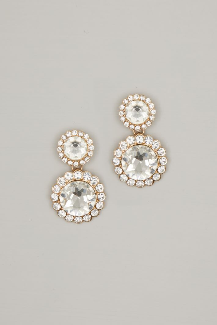 Pendant earrings with set rhinestones Intrend