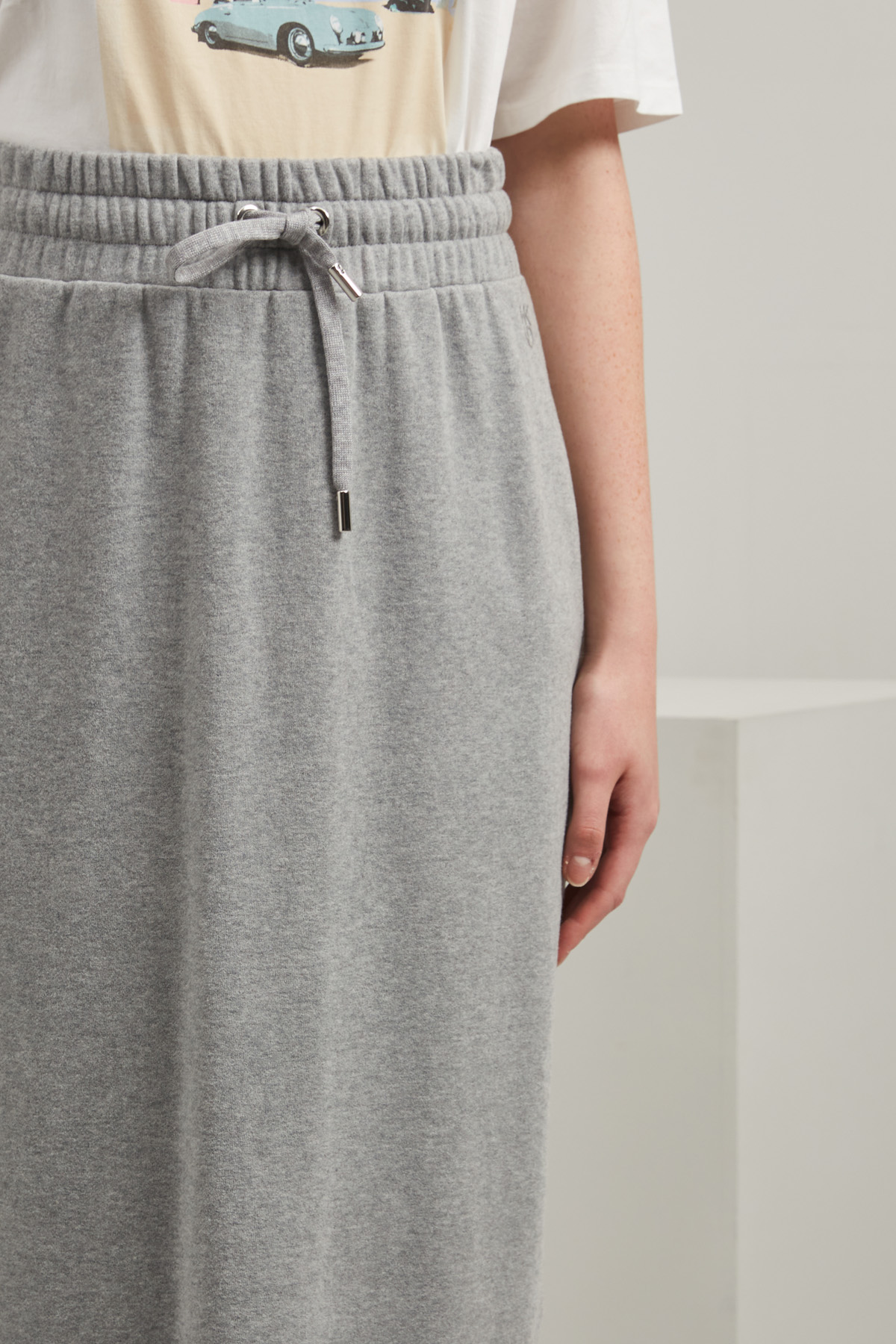 Drawstring grey jersey skirt sale