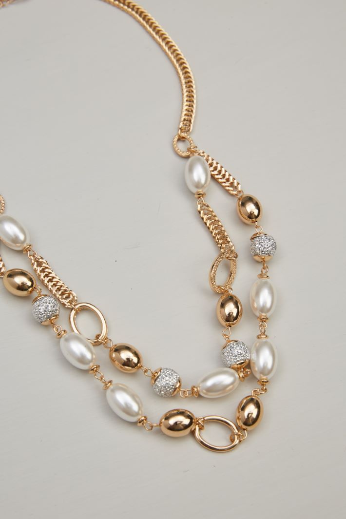 Pearl and rhinestone necklace Intrend - 2