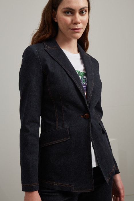 Blazer in denim di cotone