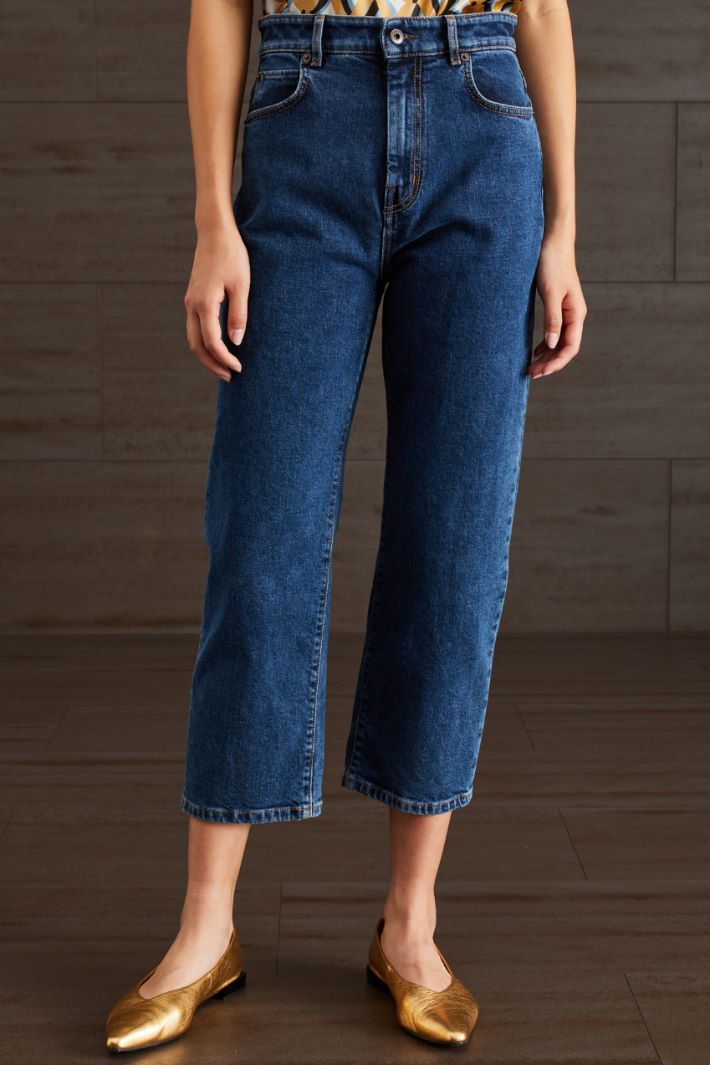 Cropped cotton denim jeans Intrend - 2