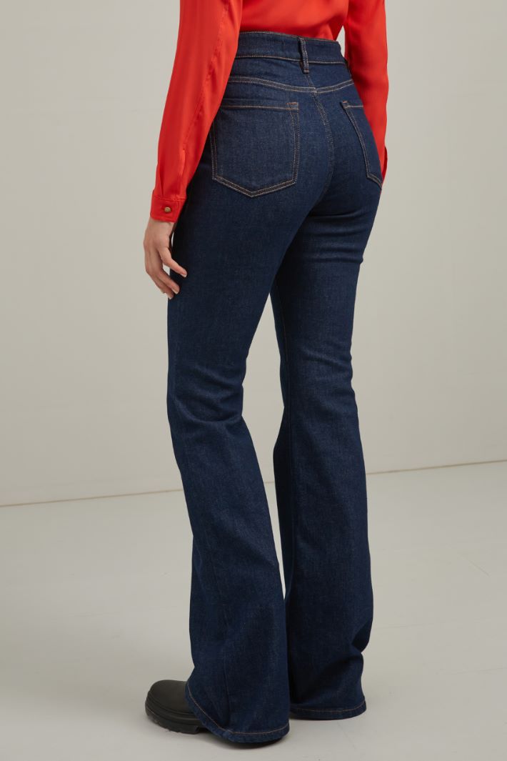 Flared cotton denim trousers Intrend - 2