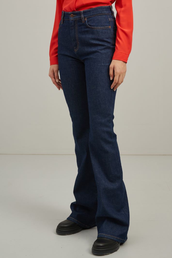 Flared cotton denim trousers Intrend - 3