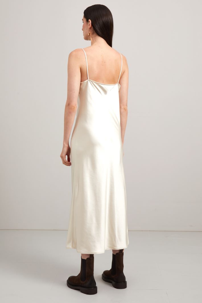 Satin slip dress, ivory Intrend