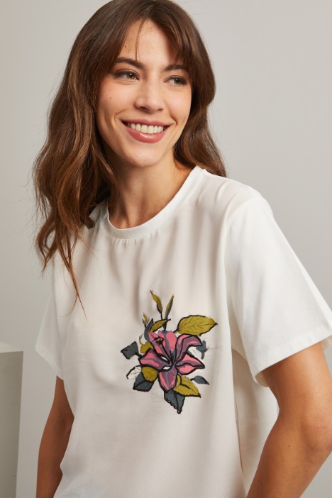 T-shirt in crépe de chine