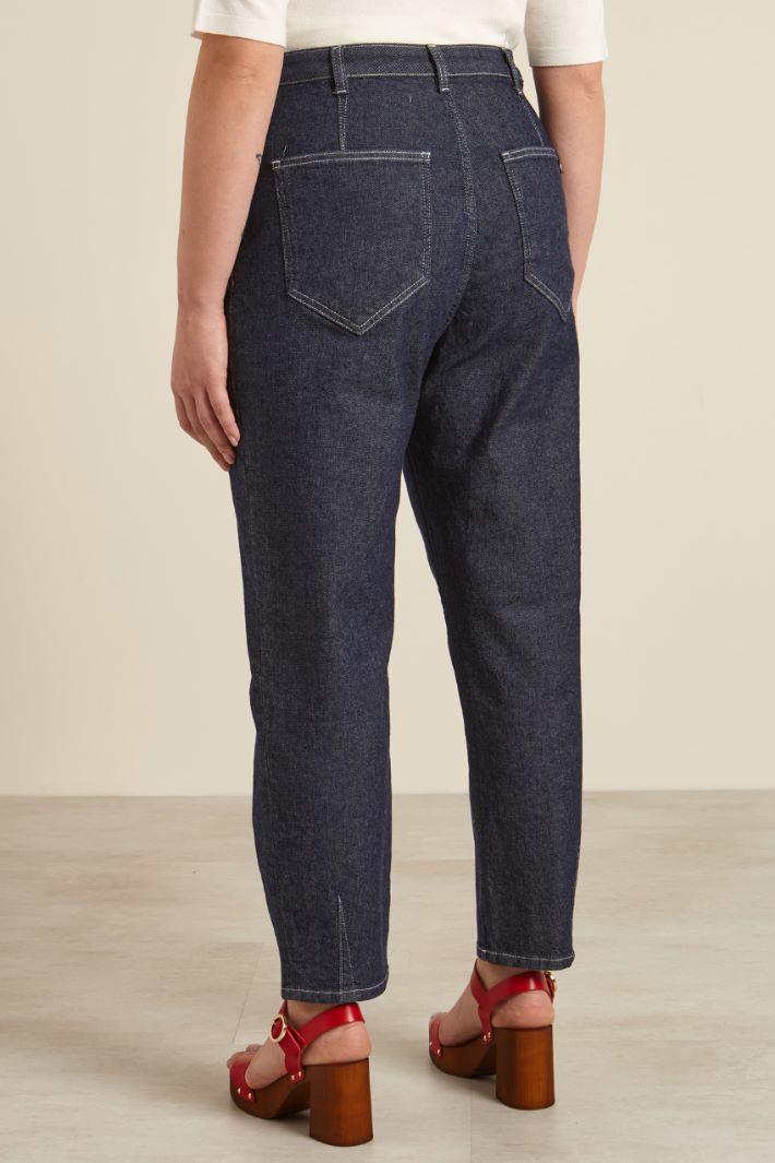 Jeans carrot in denim stretch, blu denim Intrend