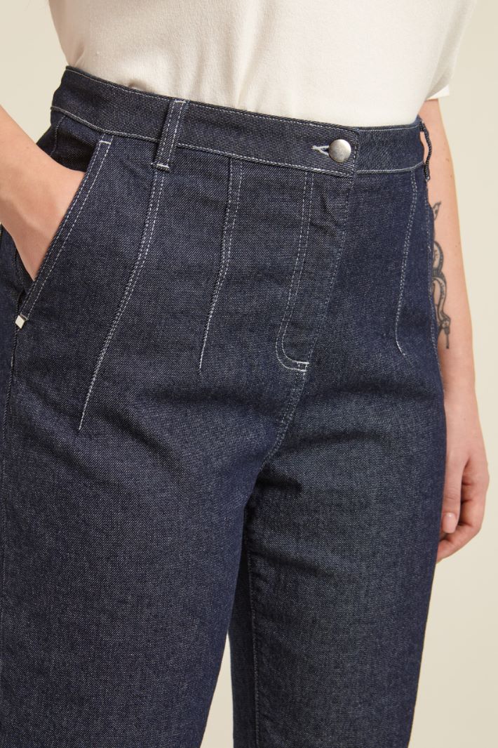 Jeans carrot in denim stretch, blu denim Intrend