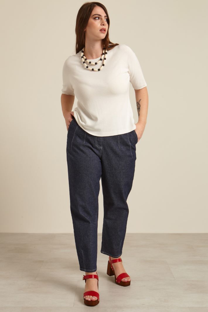 Jeans carrot in denim stretch, blu denim Intrend