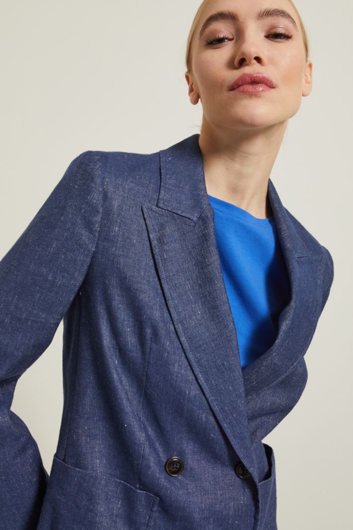 Blazer A Doppiopetto Blu Denim Intrend