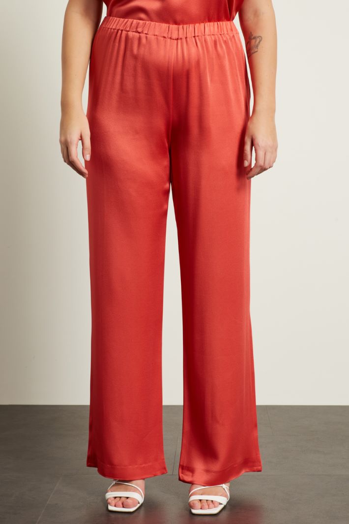 Satin trousers, lobster red Intrend