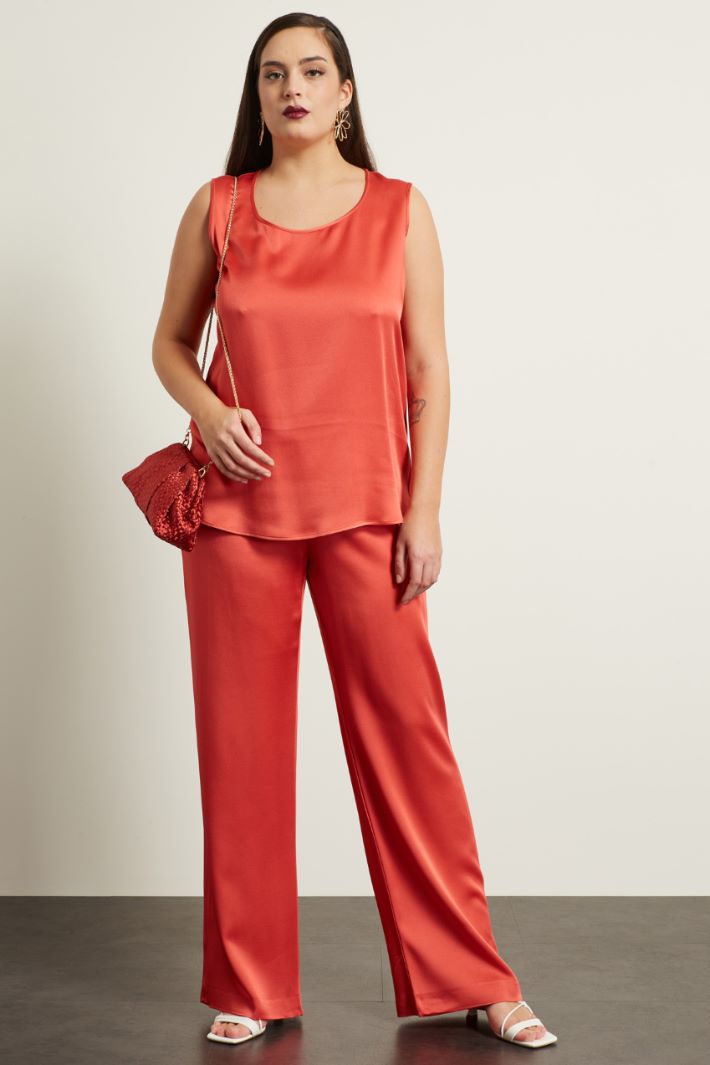 Satin trousers, lobster red Intrend