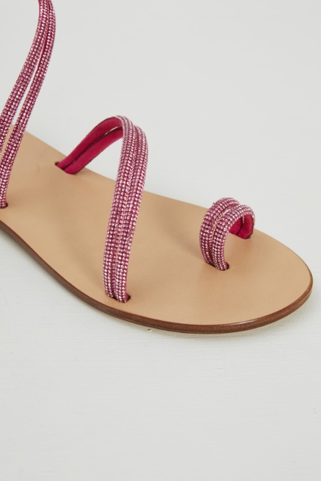 Sandali a listini con strass