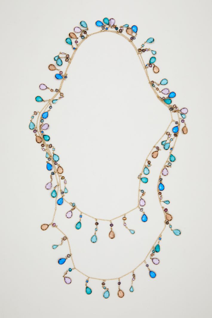Collana con strass, bianco nero | Intrend
