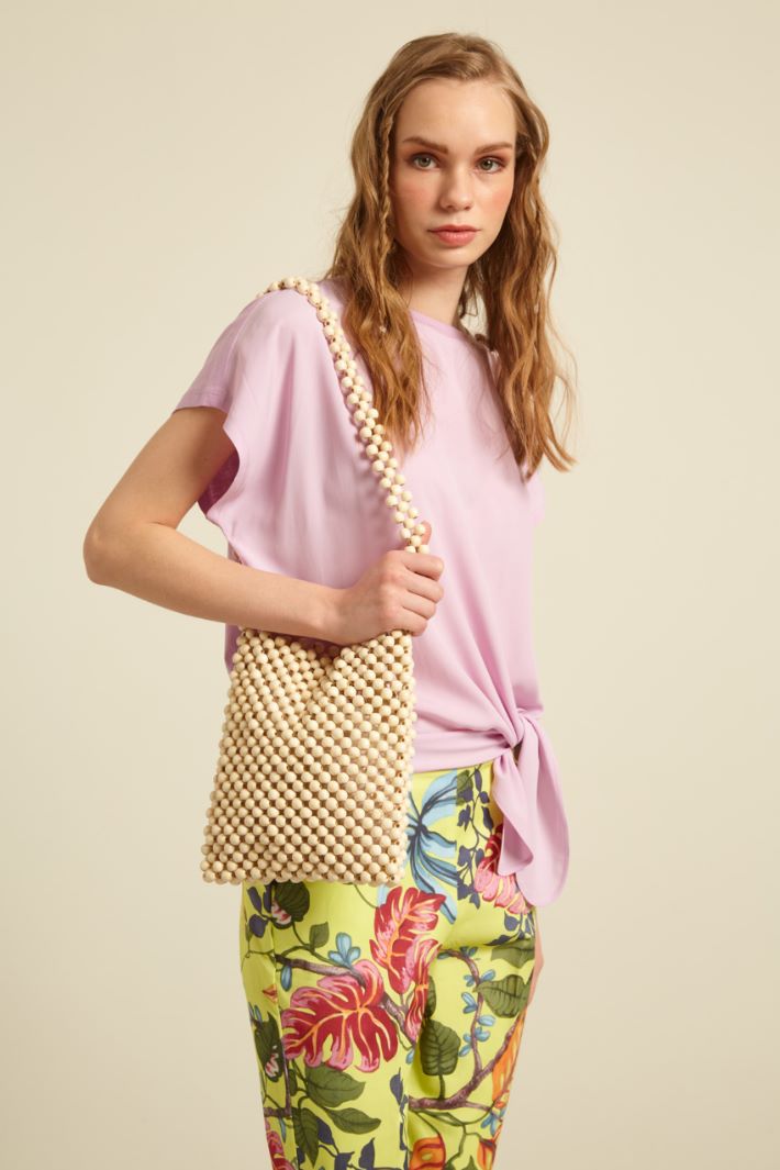 Mini shopper in perle di legno Intrend - 5