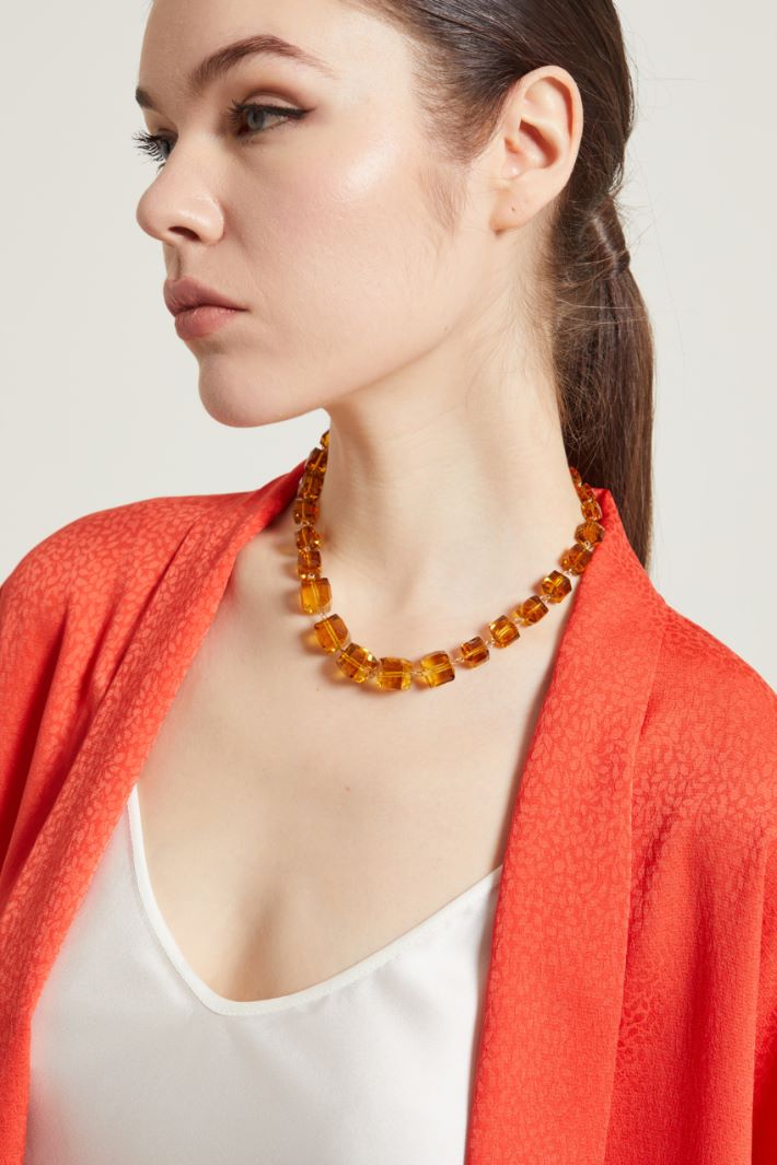 EVER FAITH Collana con colletto a maglia larga, nastro nero