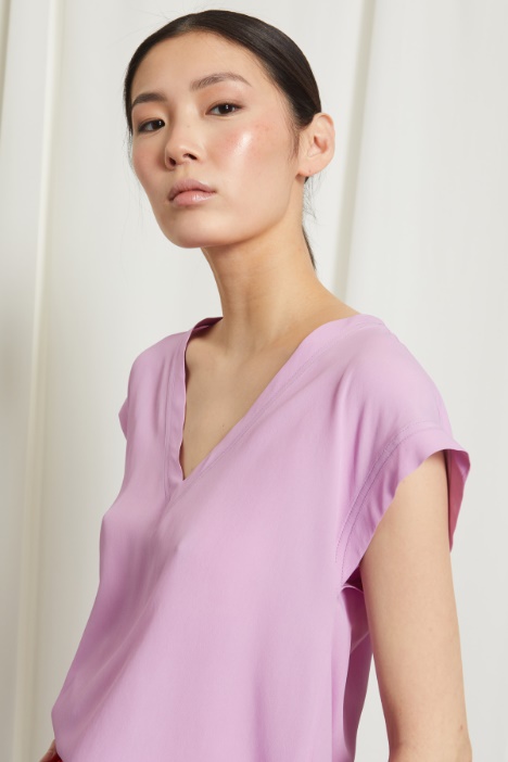 Blusa in crêpe de chine