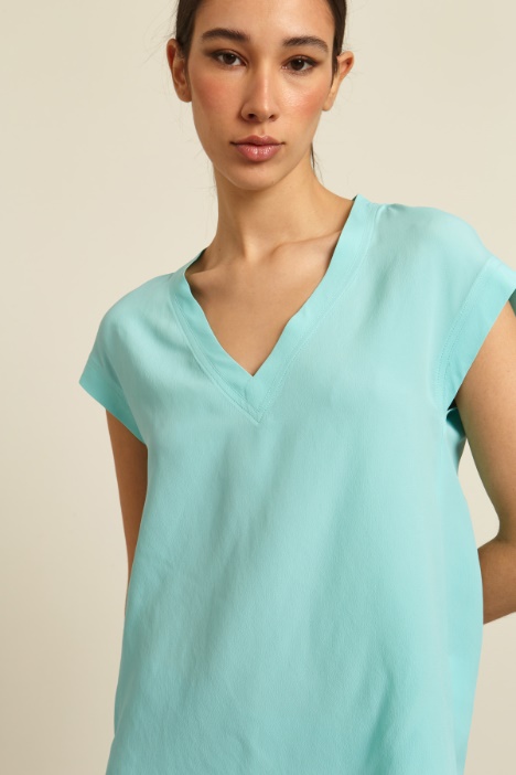 Blusa in crêpe de chine