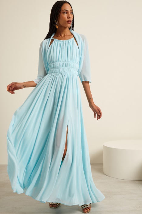 Abito smanicato in georgette