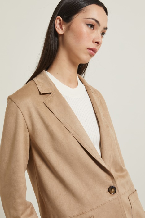 Blazer in jersey dal finish vellutato