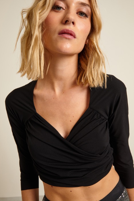 Crop top incrociato in jersey