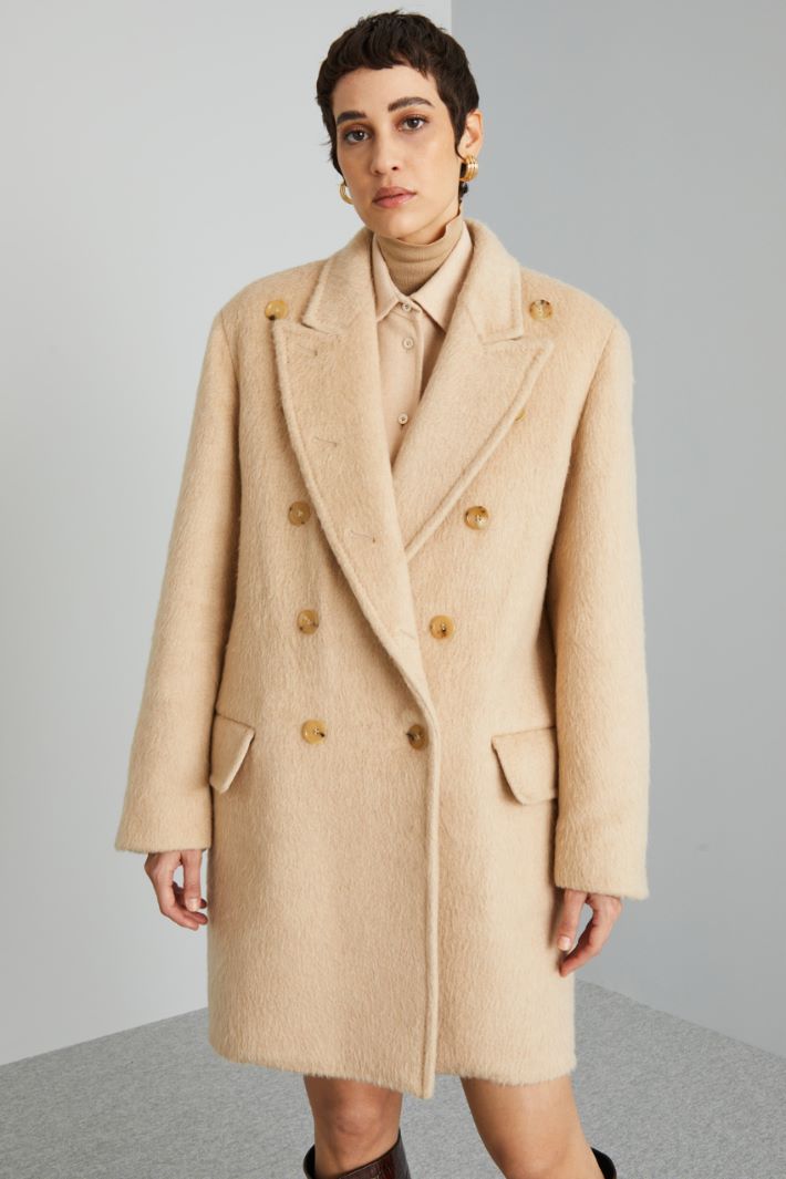 Double-breasted camel coat Intrend - 3