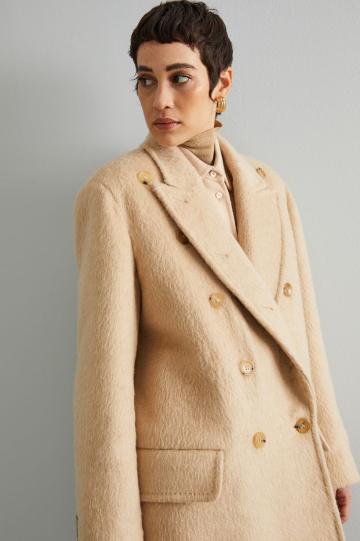 Double-breasted camel coat Intrend - 4