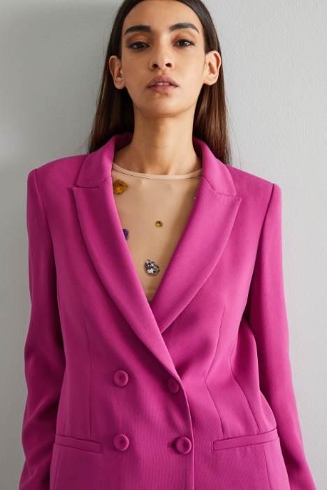 Blazer de botonadura doble, de cady